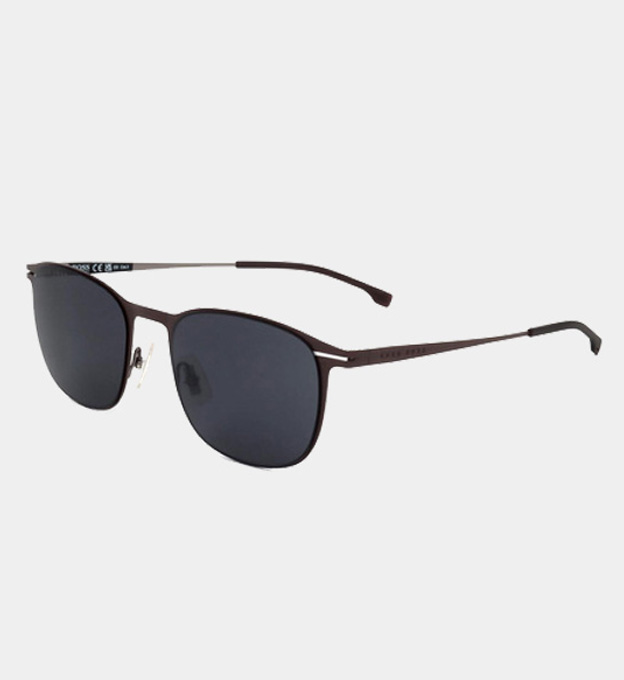 Hugo Boss Sunglasses Mens Matte Brown Dark Ruthenium